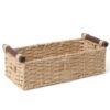 Moosky Wicker Storage Baskets with Handle Boho Paper Rope Rectangular Baskets for Shelves, Decorative Storage Bins for Countertop Toilet Paper Basket for Toilet Tank Top (Beige, 13.7" x 5.9" x 3.9")