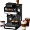 Mooye Espresso Machine with Grinder,20Bar Compact Espresso Maker with Steam Milk Frother,Coffee Maker for Home (black, Compact)
