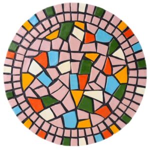 Mosaic Large-Sized Stepping Stone Set, Outdoor Holiday Decoration Party Supplies, Lawn Landscape Gardening Slate, Garden Path Colored Stepping Stones, 1 piece, Diameter(13Inch) (Pink, Large)