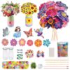 Mostop Poke-in Art Flower Bouquet DIY Craft Kit for Girls Age 4-5 6-7 8-12, Mess-Free Button Felt Flower Making Set, Creative Activity Educational Birthday Gift Toys for 6-8 8-10 Year Old Kids