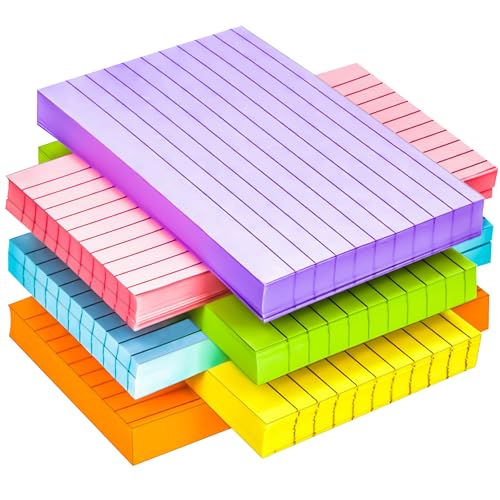 MotBach 180Pcs Colored Index Cards 4x6 Inch Flash Cards with Lines Note Card Flashcards, Colorful Ruled Card Pad Index Note Books 4 x 6 Notecards for Studying School Supply College Office