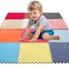 MOTGOM 12 Set Sensory Floor Tiles - Textured Sensory Mats, Interlocking Sensory Rug Sensory Toys for Autistic Children Kids Baby Toddler Multi Sensory Exploration, Tactile Play, Fidgeting Activity