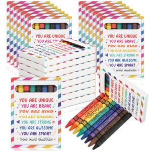 MotiMind 24 Pack End of the School Year Student Gifts 8 Different Color Crayons Bulk Preschool Kindergarten Graduation Gift Assorted Colored Crayons Toddlers Kids Classroom Party Supplies