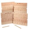 MotiMind 2 Pcs Wood Cursive Alphabet Number Tracing Board Montessori Letter Tracing Board Writing Tools Double Sided with Wooden Pen Letter Tracing Learn to Write for Boys Girls Preschool Classroom