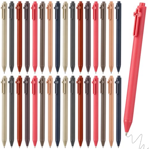 MotiMind 32 Pcs Bible Journaling Pens Cross Clip Retractable Gel Pens Bulk 0.5mm Black Ink Smooth Writing for Men Women Bible Study Journaling Christian Gifts School Office Church (Morandi)