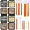 MotiMind 8 Pcs Mini Ink Pads for Stamps Water Based Stamp Pad with 20 Foam Blending Brush Tools for Scrapbooking, Journaling, Card Making, DIY Craft Scrapbook Supplies for Adults