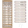 MotiMind Daily Schedule Pocket Chart for Classroom, Calendar Pocket Chart 13+1 Pockets, 21 Reusable Cards for Classroom School 13" x 36"(Elegant Color,Burlap)