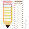 MotiMind Pencil Theme Daily Schedule Pocket Chart for Classroom, 13+1 Pockets Visual Schedule and Dry Erase Cards Hooks Teacher Classroom Supplies for Back to School Preschool Elementary