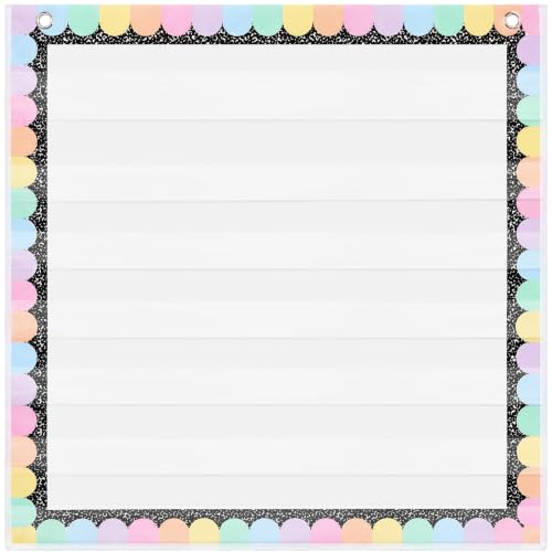 MotiMind Standard Pocket Chart for Classroom 7 Pocket Chart for Teacher Lesson Home School Supplies 28''x28'' Aid Fits Standard 3'' Sentence Strip Word Card Word Wall(Macaron Notebook)
