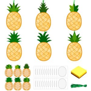 Motipuns 24 Set Summer Pineapple Crafts Tissue Paper Craft Kits DIY Luau Hanging Ornament Cutouts Supplies Make Your Own Hawaiian Tropical Decorations for Summer Classroom Home Party Decor