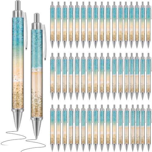 Motipuns 48 Pcs Teachers Pens Bulk Teacher Appreciation Gifts Cute Ballpoint Pens Best Teaching Thank You Gifts for Woman Nurse Coworker Staff Office School Writing Stationary Supply (Beach)
