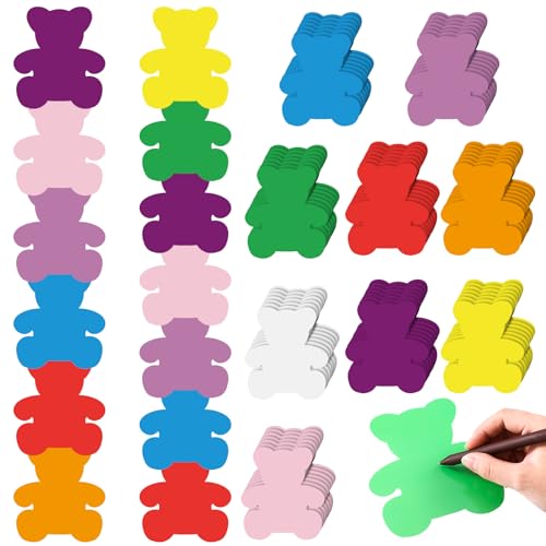 Motiskyy 108 Pcs Bear Shape Paper Cut Oluts Bulletin Board Cut Outs Assort Colors DIY Creative Ornament for Classroom School Bulletin Board, 4.65 x 4.21 Inches