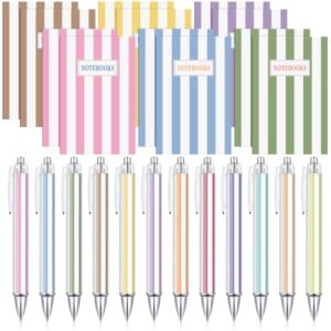 Motiskyy 24 Set Colorful Striped Mini Notebooks and Pens Bulk Small Lined Notepads for Back to School Students Teachers Employee Classroom Prize Office Supplies