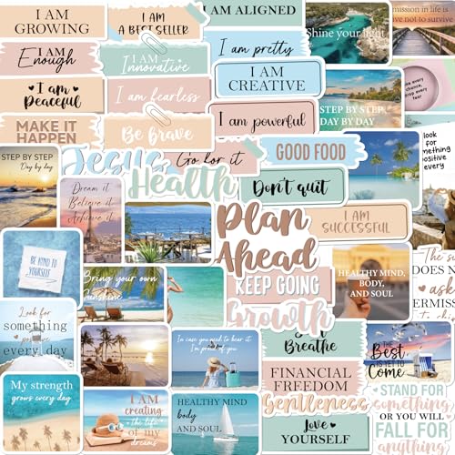 Motivational Affirmations Stickers for Vision Board - Vemfare 50 Pcs Inspirational Water Bottle Sticker for Adults, Positive Waterproof Scrapbook Stickers for Women, Vinyl Decals for Laptop Journal