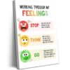 Motivational Emotional Mental Health Framed Canvas Wall Art Ready to Hang Decor for Home Wall Decoration 24L X 16W Working Through My Feelings Stop Think Go Inspirational Typography Poster