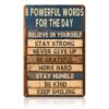 Motivational Metal Tin Sign 8 Powerful Words for The Day Posters Inspirational Wall Art Positive Quotes Home Gym Office Classroom Decor Durable Rustic Teens Adults 8x12 Inch