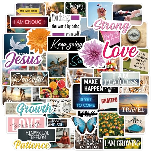 Motivational Stickers, 50 Pcs Inspirational Sticker, Affirmation Decals for Vision Board Journaling Scrapbook Laptop Cup, Motivational DIY Gifts for Adult Teens Friends