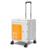 MotiveTech Folding Utility Cart with Lid Lightweight Foldable Rolling Crate Folding Cart with Lid for Camp, Orange White
