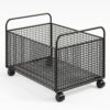 MotiveTech Handles Mobile Book Cart Furniture Wire Storage Cart Rectangular for Classroom, Black, Medium
