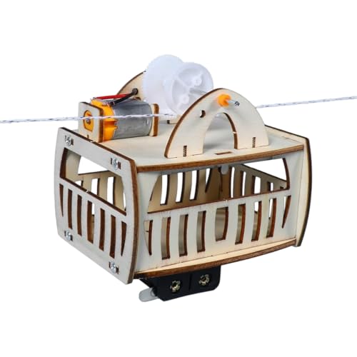 Motor Driven Cable Car Model Toy with Wooden Assembly Build and Visible Gear Transmission for Students Families and Home Learning Projects Cable Car Model Wooden Build Science Toy Motor Driven Gear