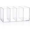 Mototo 1 PCS Large Clear Acrylic Pen Holder 4 Compartments, Desktop Pencil Organizer Makeup Brush Storage Caddy for Office Supplies, Cosmetic Brushes, Dorm, Bathroom, Kitchen