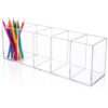 Mototo 1 PCS Large Clear Acrylic Pen Holder 5 Compartments, Desktop Pencil Organizer Makeup Brush Storage Caddy for Office Supplies, Cosmetic Brushes, Dorm, Bathroom, Kitchen