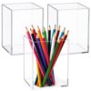 Mototo 3 Clear Acrylic Pen Holder Square Pencil Cup Office Desk Organizer