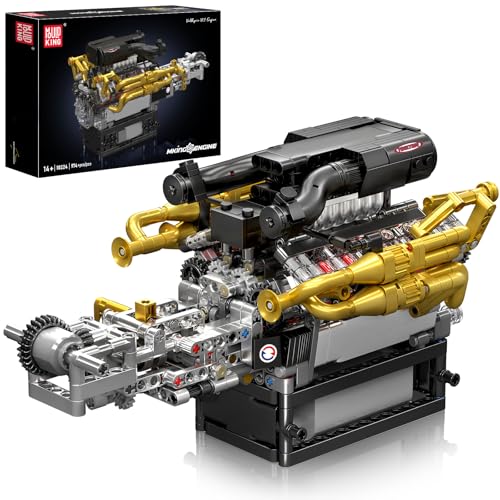 Mould King 10224 V12 Engine Model that Works - Build Your Own V12 Engine Toy, Petrol Car Engine Replica Model Building Kit for Adults, for Car Enthusiasts & Collectors (974 Pieces)