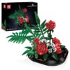 Mould King 24130 Botanical Building Set, Green Leaf Rose Flower Model, 894 Pieces Floral Display Collection, Home Office Desk Decoration, DIY Plant Brick Model for Adults