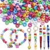 MOVANLONG 100PCS Large Hole Beads 6MM AB Acrylic Bead Color Abacus Beads