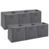 MOVECOM 6-Pack 11 Inch Collapsible Fabric Storage Cubes – Open-Top Non-Woven Organizer Bins with Faux Leather Handles – Durable Home Storage for Shelves & Closets, Ideal for Clothes, Toys,