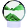 Moving Sand Art Picture Round Glass 3D Deep Sea Sandscape in Motion Display Flowing Sand Frame, Home & Office Desktop Decorations(Green, Button-Crotrol)