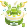MRIMZORO Kids Dinosaur Catch Game Toy with Music, Pop Up Bouncing Dinosaur Play Set with 2 Catch Nets, Interactive Indoor Family Activity Game, Gift for Boys & Girls Ages 3+