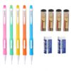 MROOFUL 5 Pack 0.7mm Side Click Mechanical Pencils,4 Tubes 0.7mm Lead Refills & 2 2B Erasers,Transparent Mechanical Pencil Set,Comfort Grip Sketch Stationery for School Office,Back to School Gift.