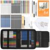 Mr. Pen- 81-Piece Professional Art Drawing Set with Sketch Book & Coloring Pages – Graphite, Charcoal, Watercolor, Metallic & Colored Pencils, Carrying Case, Notebook Cover & Sticker Design Kit