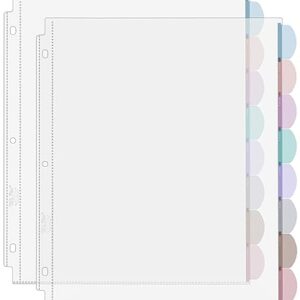Mr. Pen- Clear Sheet Protectors with Tabs, 8.5x11 Inches, 8 Tabs, 2 Sets | Durable Clear Plastic Dividers for 3 Ring Binders, Insertable Index Page Divider with Multicolor Tabs