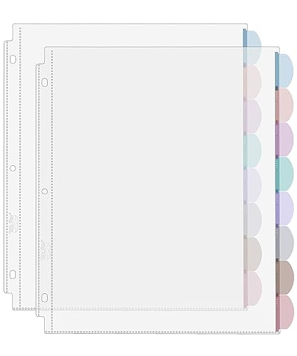 Mr. Pen- Clear Sheet Protectors with Tabs, 8.5x11 Inches, 8 Tabs, 2 Sets | Durable Clear Plastic Dividers for 3 Ring Binders, Insertable Index Page Divider with Multicolor Tabs