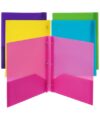 Mr. Pen- Folders with Pockets and Prong with Fasteners, 2 Pocket Folder, 3 Prong Folders, 5 Pack, Plastic, Translucent File folders, Multicolor File folders