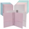 Mr. Pen- Folders with Pockets and Prong with Fasteners, 2 Pocket Folder, 3 Prong Folders, 5 Pack, Plastic, 20 Muted Pastel folders