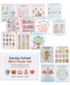 Mr. Pen- Sunday School Decorations for Classroom, 11x14in Books of the Bible Poster, 9 Bible Posters for Kids