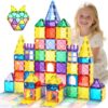 Mruikeny 100 Pieces Magnetic Tiles for Kids Ages 4-8, Glitter Magnetic Building Tiles Preschool Learning Magnet Toys, STEM Sensory Magnet Building Blocks for Toddlers 3 4 5 6 7 8+ Year