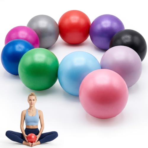 MSHHDK 10pcs Pilates Ball 9Inch Workout Ball for Women Men Small Exercise Balls with Pump Mini Yoga Balls for Home Gym Fitness Physical Therapy Stability Stretching Workout Yoga Core Strength
