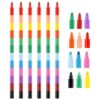 MSHHDK 6 Pcs Stackable Crayon Stacking Crayon Colorful Buildable Crayons