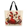 Msotheone Flamenco Dancers Guitarist Roses Large Reusable Shopping Tote Bag for Women, Foldable Lightweight Shoulder Grocery Bag Heavy Duty Travel Beach Everyday Use