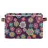 Msyxl Retro Boho Floral Storage Bins Foldable Canvas Fabric Storage Basket with Handles for Organizing, Large Storage Baskets for Shelves Closet