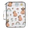 Msyxl Zippered Binder Organizer Bag Cartoon Capybara Accordion File Organizer 1.2in Metal Ring Binder with 7 Dividers, 5 Pen Slots, Mesh Pocket, 14.2 x 10.6 x 3 in