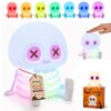 MTSIXBS Halloween Skull Night Light, Soft Squeeze Silicone Skeleton Lamp 7 Color Changing, USB Rechargeable Brightness Adjustment Helloween Room Summerween Party Decor Decorations