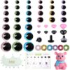 MUCUNNIA 160 pcs Safety Eyes for Crocheting 12-35mm 3D Moon Safety Eyes and Noses for Amigurumi with Washers Large Plastic Crochet Eyes Doll Craft Eyes for Plush Stuffed Animals Toy Making Supplies