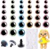 MUCUNNIA 180 Pcs 3D Glitter Safety Eyes for Amigurumi with Washers 12-30mm Trapezoid Safety Eyes for Crochet Animals Doll Eyes for Crocheting Stuffed Animal Eyes for DIY Christmas Decoration(6 Colors)