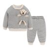 Mud Kingdom Little Boys Jogger Sets Fleece Lined Funny Cartoon Bear Stripe Beige 5T
